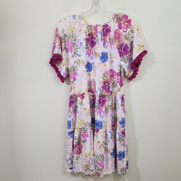 Matilda Jane Enchanted garden hibiscus and palm print short sleeve dress size XS - Picture 3 of 12